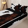 thumbnail image 2 of Manfei Retro Cow Print Zipper Twin Comforter Sets with Fitted Sheet and 2 Pillowcases,Abstract Animal Spot Zipper Bedding Set,Black White Brown,Reversible, 2 of 7