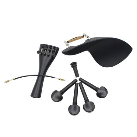 1 Set 4/4 Size Violin Parts Ebony Chin Rest Tuning Pegs Tailpiece Tail Gut Chinrest Screw