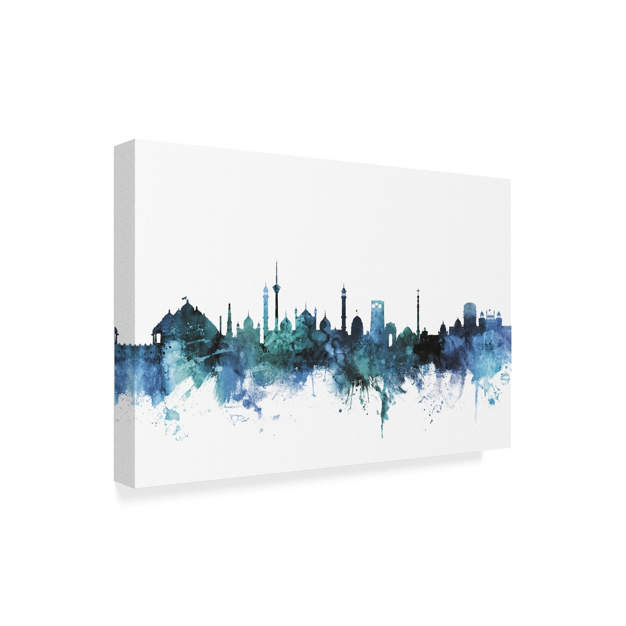 Trademark Fine Art 'New Delhi India Blue Teal Skyline' Canvas Art by Michael Tompsett
