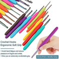 thumbnail image 3 of Juego de ganchos de ganchillo ergonómicos, 59 Uds., Kit de agujas de tejer de hilo de 5 rollos para principiantes, 3 of 5
