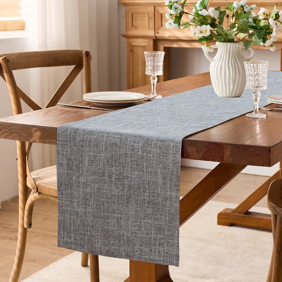 Nkmbld Linen Long Table Runner, Boho Rustic Solid Decorative Runner Table Cloth Farmhouse Style Kitchen Table Decoration Holiday Party Dinning Decor
