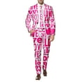 thumbnail image 6 of Men's Heart Print Slim Fit 2-Piece Suit with Blazer and Pants, Valentines Day Love Outfit for Party Wedding Holiday Events, 6 of 6