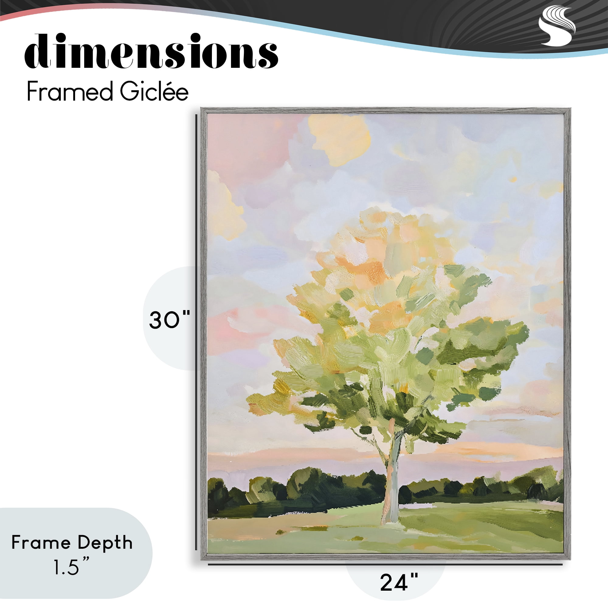 Stupell Industries Sunlit Tree Landscape Impression Gray Framed Giclee Art, design by The Prints Vibe