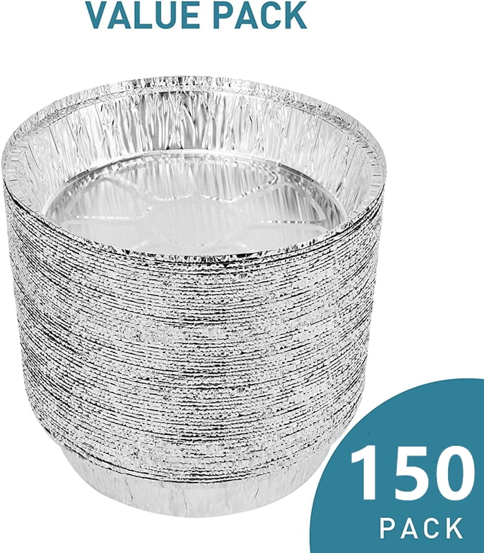 Happon 150 Pack Disposable 6" Aluminum Foil Pie/Fruit Tart Pan Round