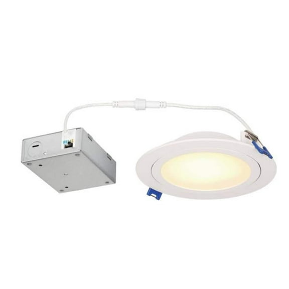 Westinghouse Lighting 5256000 15 Watt (100 Watt Equivalent) 6-Inch Gimbal Recessed LED Downlight with Color Temperature Selection, Dimmable, ENERGY STAR, White Trim