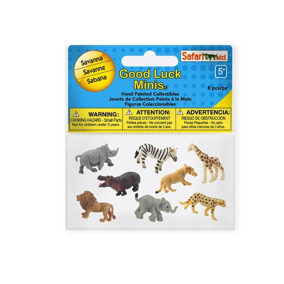 Safari Ltd. Good Luck Minis  Savanna Fun Pack - 8 Mini Figurines of Marine Animals - Educational Toy for Boys, Girls, & Kids Ages 5 