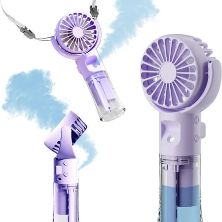 

Zenghuiiii Fan Bladeless Handheld Fan Hand Held Fan Rechargeable Battery Operated Portable 4 Speeds & 55ml Spray & 360° Foldable USB Personal Water Fan For Travel Camping Outdoor (Purple)