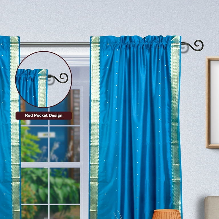 Turquoise Blue Sari Curtain Panels Turquoise Blue Sari Curtain Panels