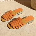 thumbnail image 6 of Avrnliq Womens Open Toe Woven Slide Sandals with Crystal Rhinestone Low Block Heel, Slip On Comfort Mule Sandals for Summer, Orange, Cushioned Footbed,Size 6, 6 of 9