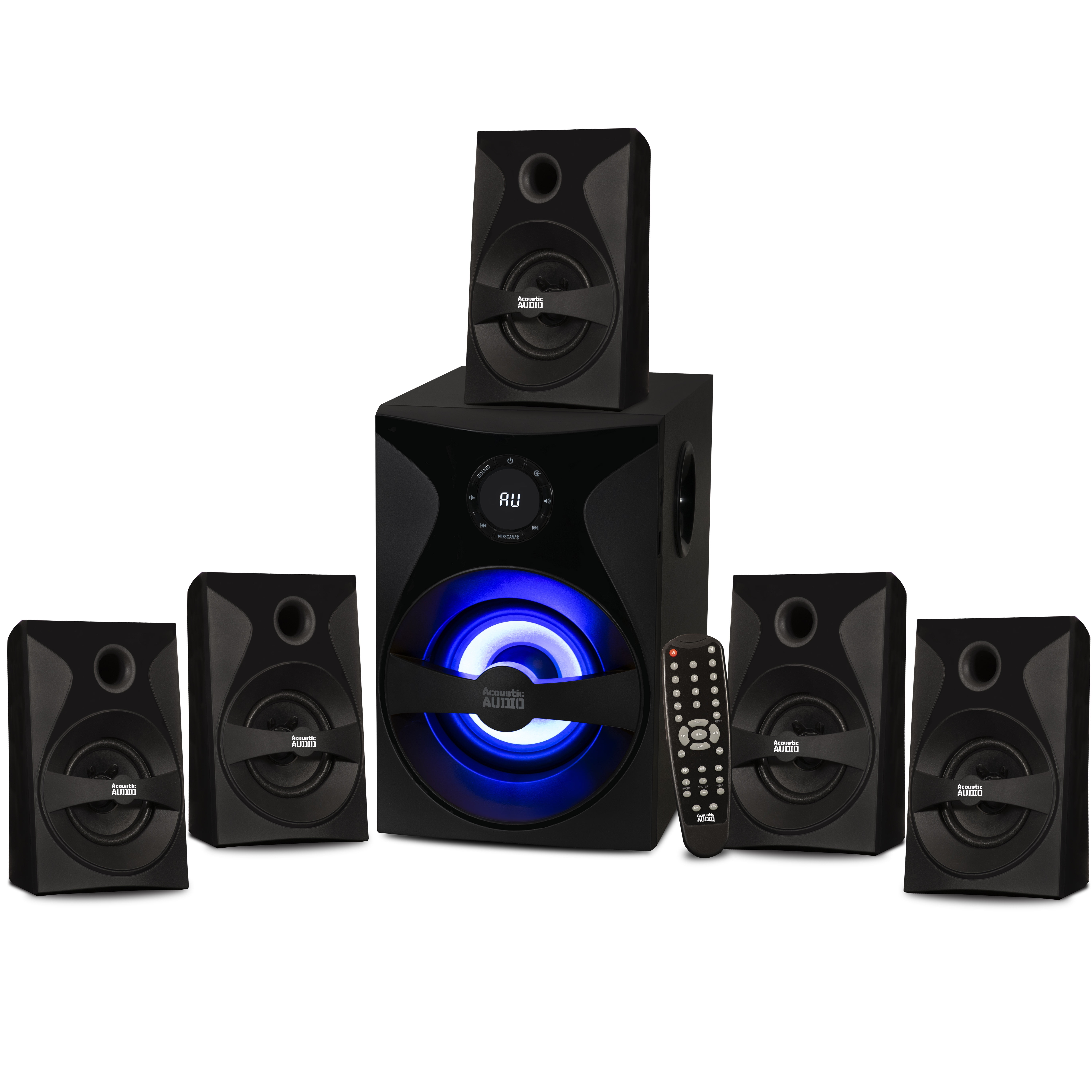 Acoustic Audio Bluetooth 5.1 Speaker System with Sub Light and FM Home  Theater 6 Speaker Set