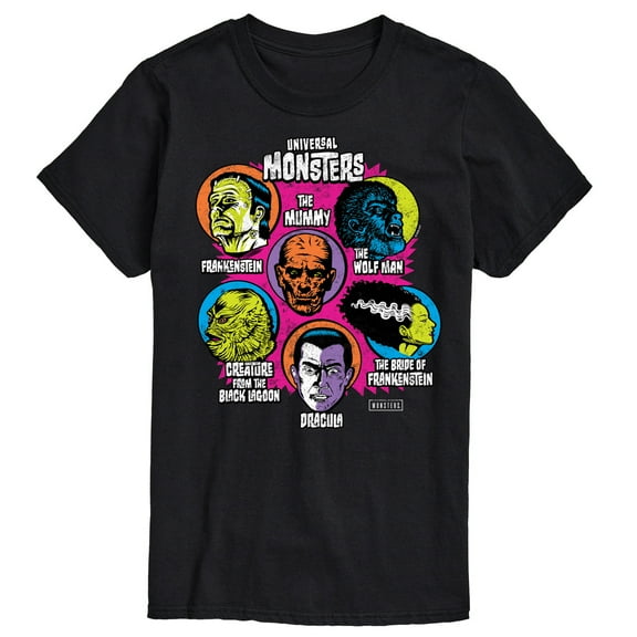 Classic Monsters - Monster Heads  - Men's Short Sleeve Graphic T-Shirt