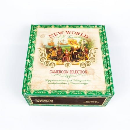 New World Doble Robusto Cameroon Selection Empty Wood Cigar Box 6" x 6" x 2.75"