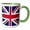 Green/White, variant on 3drose, Union Jack United Kingdom Flag, 15oz Two-tone Blue Mug