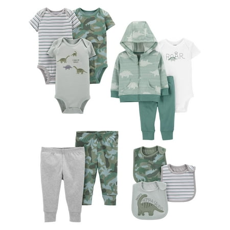 

Carter s Child of Mine Baby Boy Bodysuits Pants Bibs & Cardigan Set 11-piece Preemie-24M