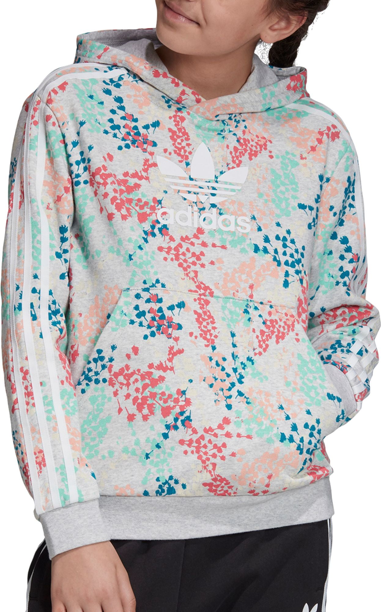 adidas Originals Girls' Floral Trefoil Pullover Hoodie - Walmart.com ...