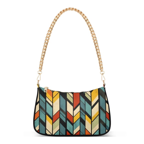 FORMRS Womens Shoulder Bag with Chain Strap Clutch Purse Cute Tote Handbag, Yellow Geometric