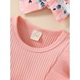 thumbnail image 6 of aturustex Newborn Baby Girl Easter Outfit Ribbed Ruffle Sleeve Dress Romper Jumpsuit Rabbit Bodysuit Headband 2Pcs Clothes, 6 of 9