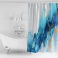 thumbnail image 2 of Abstract Marble Texture Shower Curtain, 48" x 72", Blue Gold Gradient Modern Art Decoration Waterproof Bathroom Curtain Washable Shower Curtain Set with 12 Hooks, 2 of 6