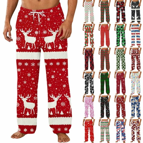 QATAINLAV Christmas Pajama Bottoms for Women Comfy Flannel Lounge Pants with Pockets Casual Drawstring Wide Leg Trousers Sleepwear, Green, XXL