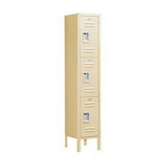 Salsbury Industries 63158TN-U Standard Metal Locker - Triple Tier - 1 Wide - 5 Feet High - 18 Inches Deep - Tan - Unassembled