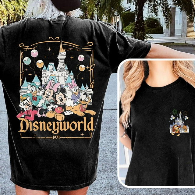 Chemise Personnalisée Disneyworld Mickey And Friends, Nom Personnalisé Famille Disney 2025, Rétro - comme sur l'Image - 3TG