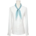 thumbnail image 2 of INSPIRAR CHIC Mujeres Bufandas de Chifón Plisadas, Bufanda de Cuello Semi Transparente con Ribete de Color Contrastante, 43.3x19.7" Azul Claro, 2 of 5