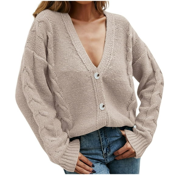 Kilaqueen Chunky Cardigan Sweaters for Women Button Down Long Sleeve V-Neck Cable Knit Sweater 2025 Fall Winter Trendy Outwear Coats