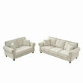 thumbnail image 5 of 2 Piece Comfy Couch Set, 3 Seater & 2-Seater Sofa with Wood Legs and Nailhead Trim, Chenille Upholstered Sofa Sets with Rolled Arms, for Living Room/Apartment/Office, Beige, 5 of 9