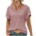 thumbnail image 2 of Summer Tops for Women Dressy Casual Women's Short Sleeve Shirts V Neck Womens T Shirts Under 10 Plain Blouse Plus Size Tops for Women, 2 of 6