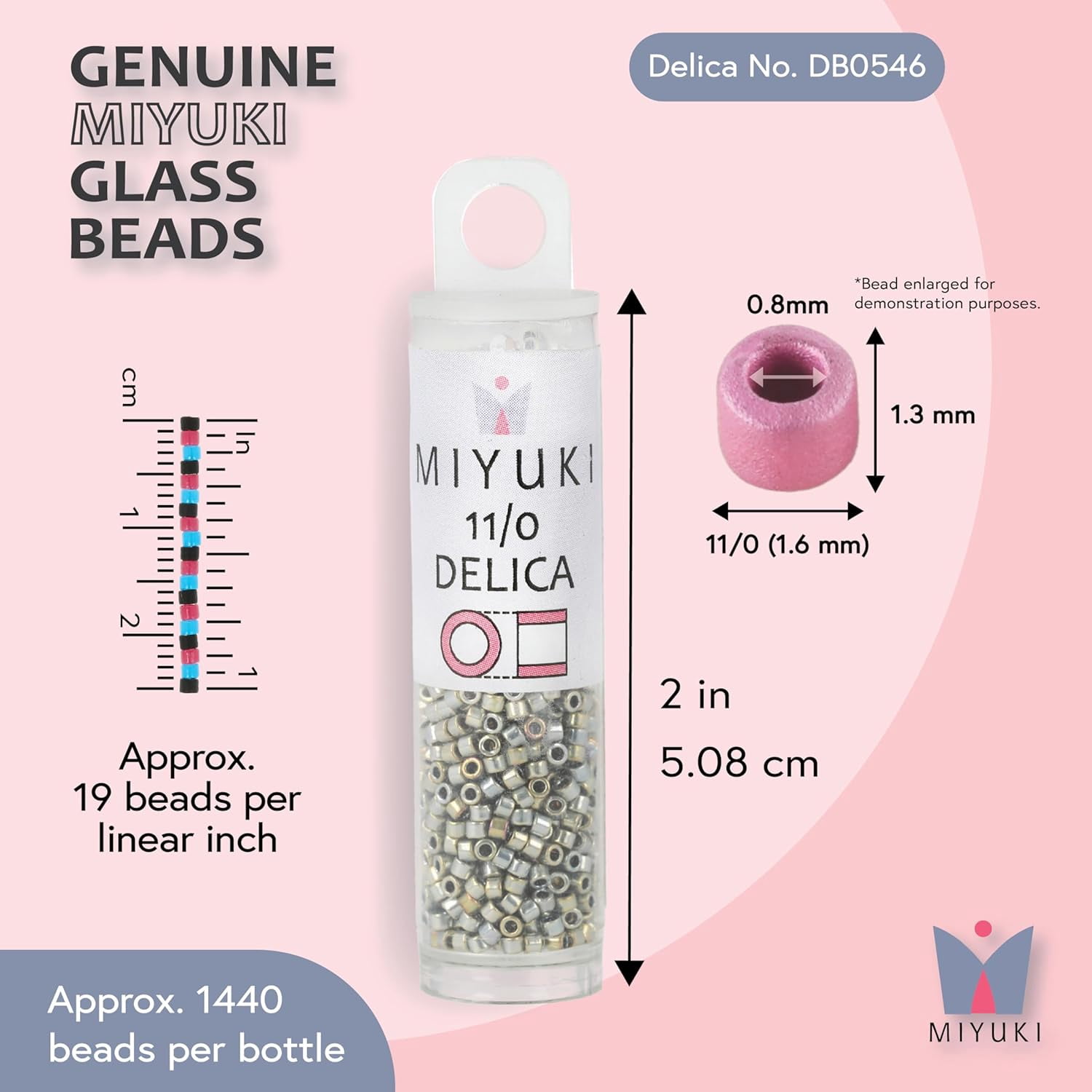 Miyuki Delica Seed Beads – Size 11/0 (1.6 mm), DB0546, Palladium Silver Gold Iris, 7.2 g, Approx. 1440 Beads