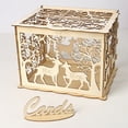 thumbnail image 6 of HUONA Wedding Card Box with Lock Couple Elk Wood Card Gift Box Cutout DIY Money Box Money Box Party Reception Birthday Graduation Supplies Wooden Envelop Gift Boxes, 6 of 10