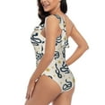 thumbnail image 4 of Pofeuu Snake Print Women's One Piece Swimsuits One Shoulder Swimwear Asymmetric Ruffle Monokinis Bathing Suits-Small, 4 of 6