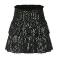 thumbnail image 5 of Generic Women's Cute Sequin Ruffle Skirt High Waist Glitter Layered Hem Sparkle Mini Skirt Shiny Mini Skirt Built in Shorts, 5 of 7