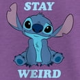 thumbnail image 2 of Girl's Lilo & Stitch Stay Weird Cute Stitch  Graphic Tee Purple Berry Large, 2 of 4