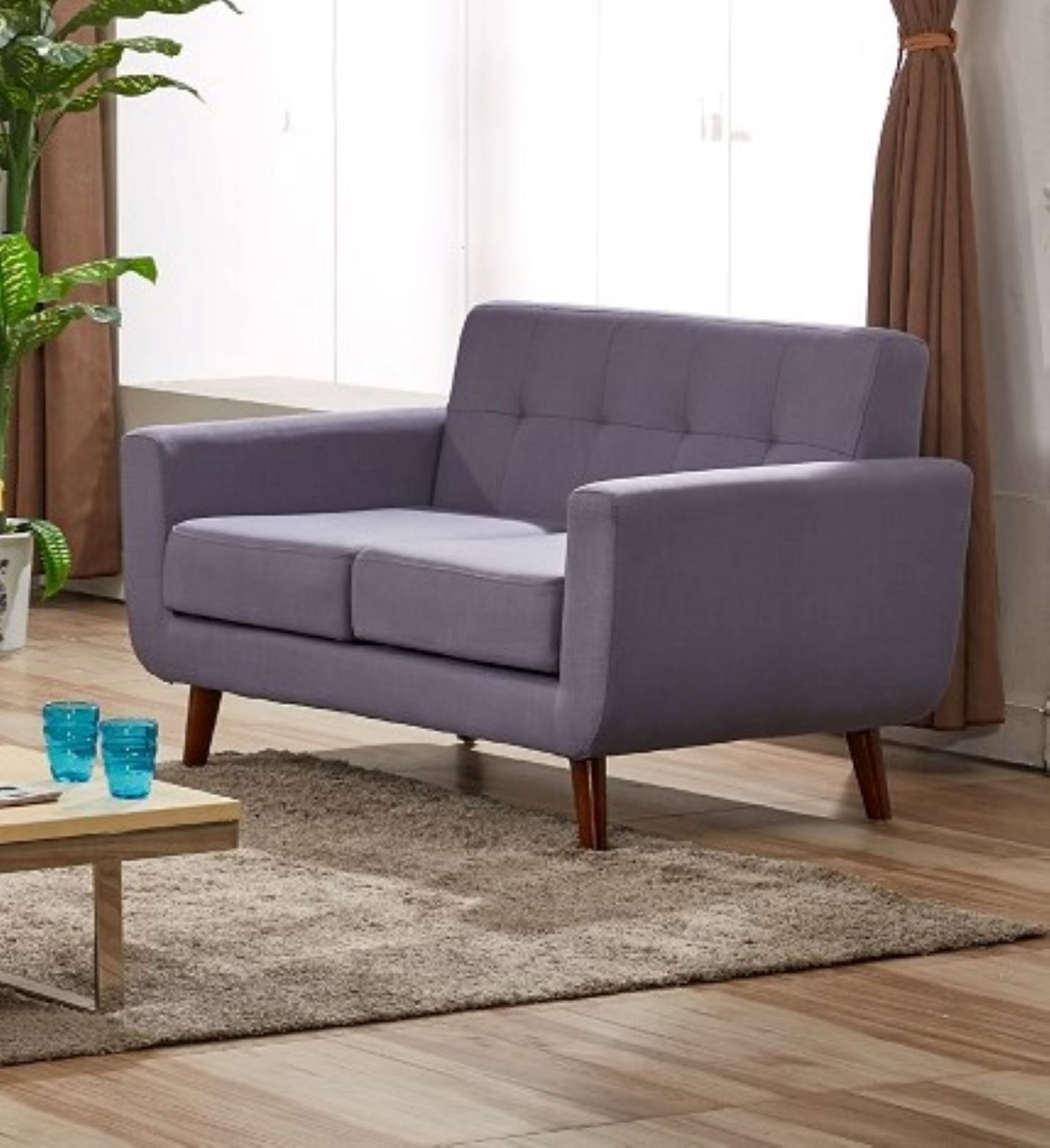 Uspridefurniture Zohaib 51'' Linen Square Arm Loveseat-Gray