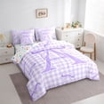 thumbnail image 2 of Erosebridal Cute Coquette Bow 7-Piece Twin Bedding Sets For Girls,Purple Alphabet A Theme Kids Bedding Comforter Set,Colorful Stars Reversible, 2 of 7
