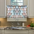 thumbnail image 2 of Yayeee Kitchen Curtains Tier Pair Light Filtering 27"x36" Rod Pocket Short Cafe Window Panel, Blue Shimmering Pattern, 2 of 7