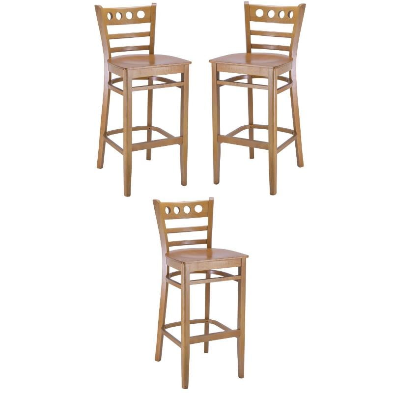 Home Square 30" Wooden Bar Stool in Cherry Set of 3