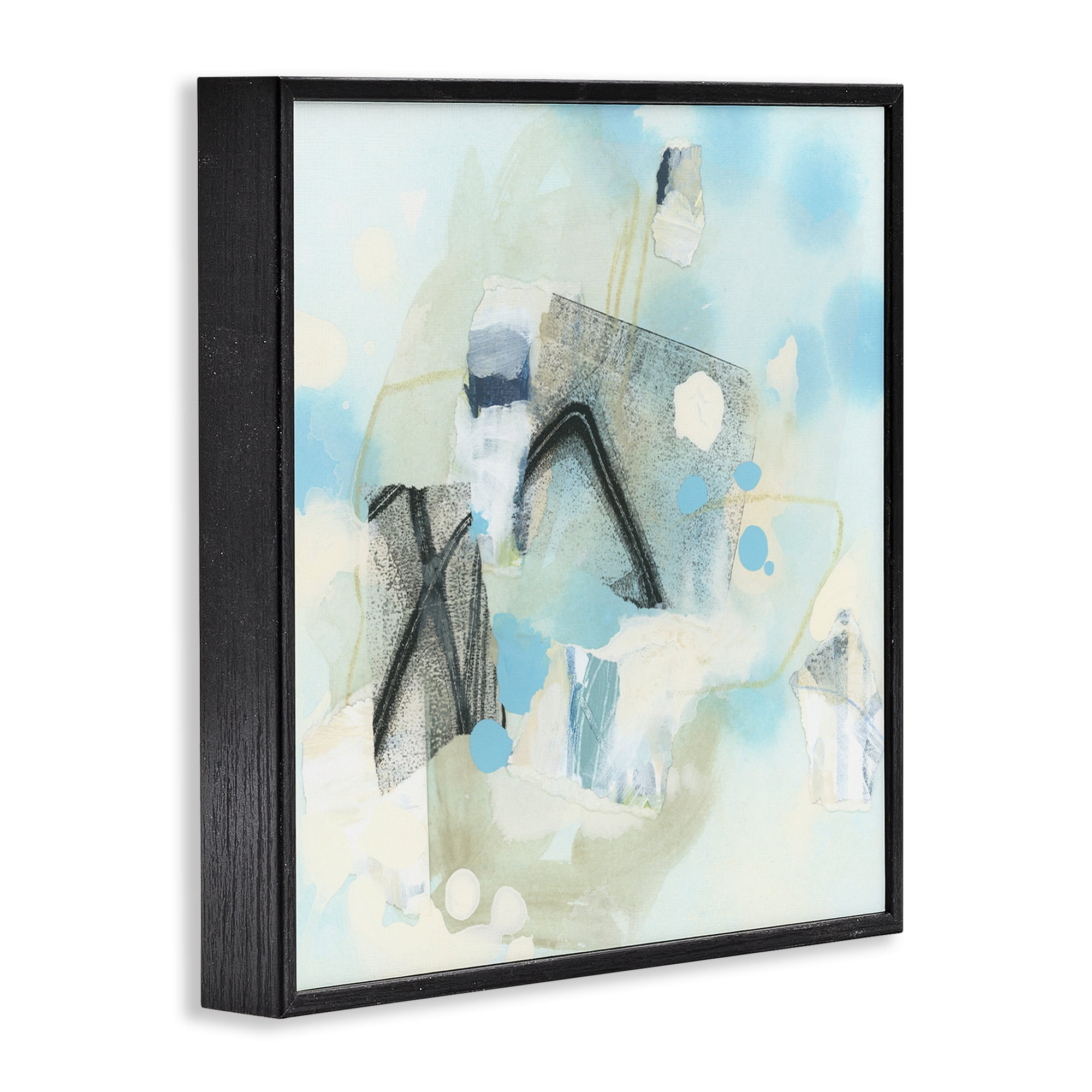 Stupell Industries Expressive Blue Abstraction Abstract Painting Black Framed Art Print Wall Art, 17 x 17