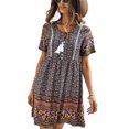 thumbnail image 2 of Vestido Estampado,Vestido Estampado De Mujer Vestido De Manga Corta De Vacaciones Vestido Estampado De Mujer Rendimiento Confiable, 2 of 6