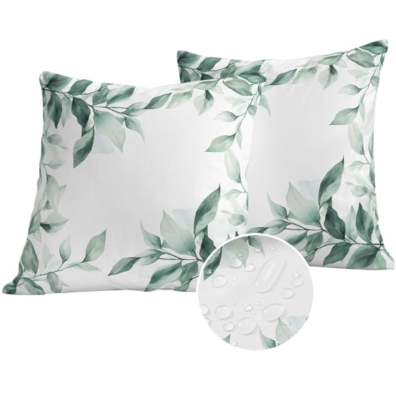 Outdoor Pillow Covers 24x24 Set of 2, Waterproof Patio Throw Pillowcase Protectors, Square Decorative Pillow Shams Cushion Covers for Seat Bed Couch Sofa