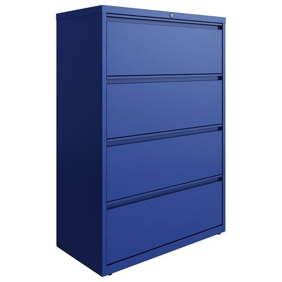 UrbanPro 36" Metal Lateral Filing Cabinet with 4 Drawers in Classic Blue