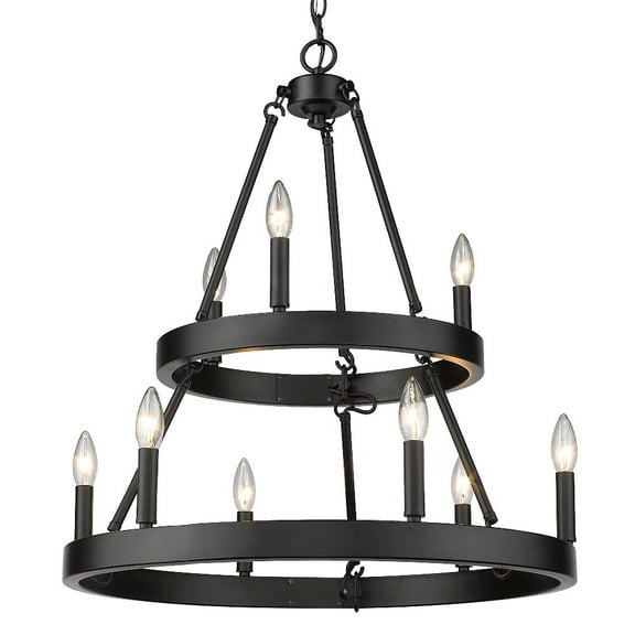 Golden Lighting Alastair 9-light 2-tier Chandelier (3 6) in Matte Black