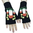 thumbnail image 2 of CUZIBR Snow Gloves Cute Cartton Flower Embroidery Knitted Mittens Fingerless Cozy Warm Fuzzy Lined Glove For Cold Weather, 2 of 4