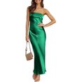 thumbnail image 1 of Vestido largo Realtix de seda satinada sin espalda para mujer, 1 of 5