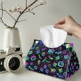 thumbnail image 2 of COEQINE Tissue Box Cover PU Leather Napkin Tissue Case Rectangle Tissue Holder Modern Table Dryer Sheet Dispenser for Creative Home Kitchen Car Halloween Decor, Cat Pumpkin Bat Skull Colorful, 2 of 7