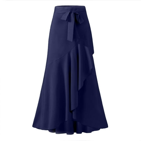 

Inkach Womens Casual Hakama Irregular Leaf Bow High Waist Long Culottes