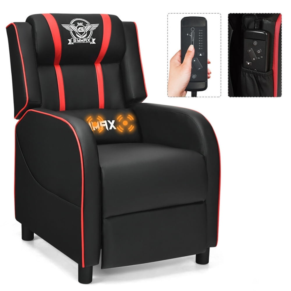 Finihen Massage Recliner Chair, Massage Racing Gaming Single Recliner Chair, for Gaming Room, Home Theater, Red Finihen Massage Recliner Chair, Massage Racing Gaming Single Recliner Chair, for Gaming Room, Home Theater, Red