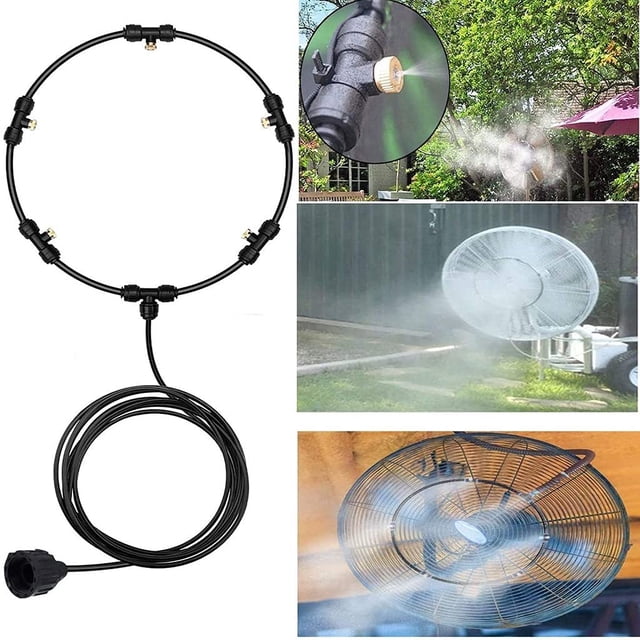 Kit de ventilador de nebulización para exteriores 4 boquillas de latón desmontables, anillo de ventilador de nebulización, sistema de niebla de enfriamiento, para todo tipo de ventiladores ZefeiWu 8390605598746