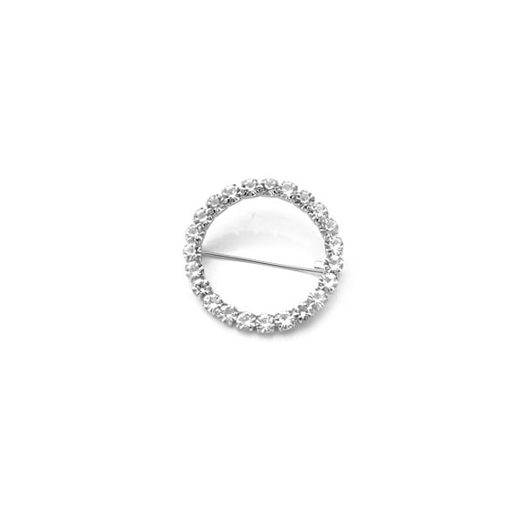 GOGIRL! USA Chunky Round Rhinestone Brooch, Silver